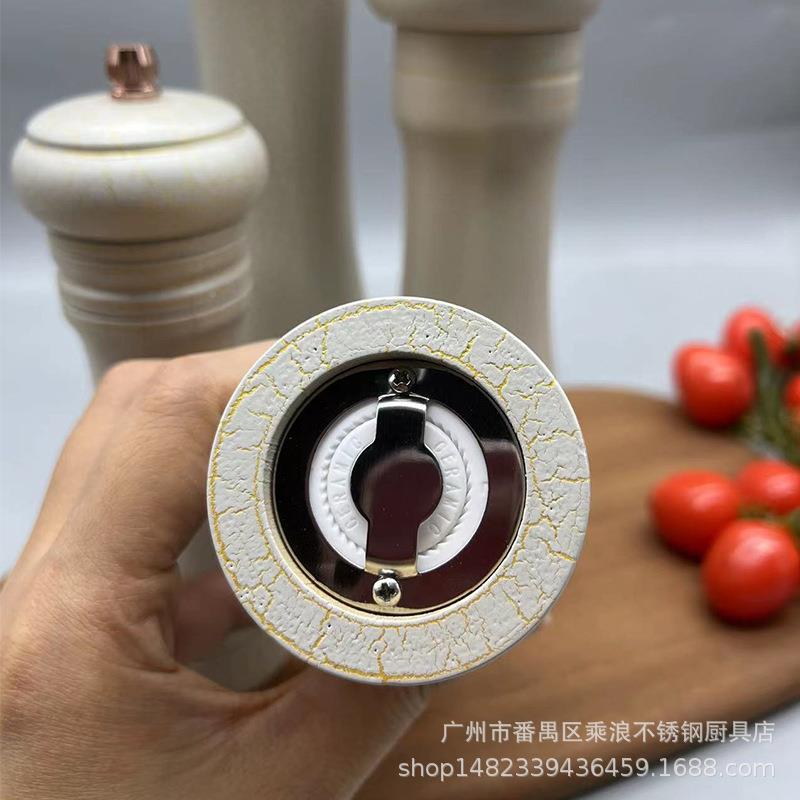 粉胡椒研磨器木质锌519芝合金芯手现磨黑麻海盐白花动椒粒碾磨调