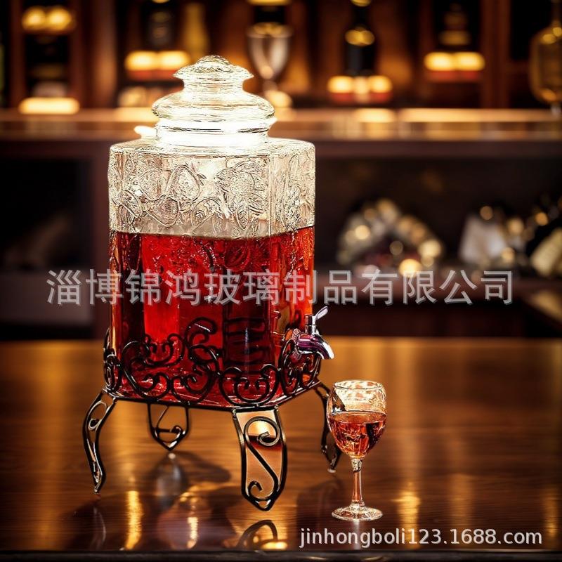 厂供应1家0L18L玻果汁罐带龙酿酒罐酵素璃瓶头方20形水果浮雕玻璃