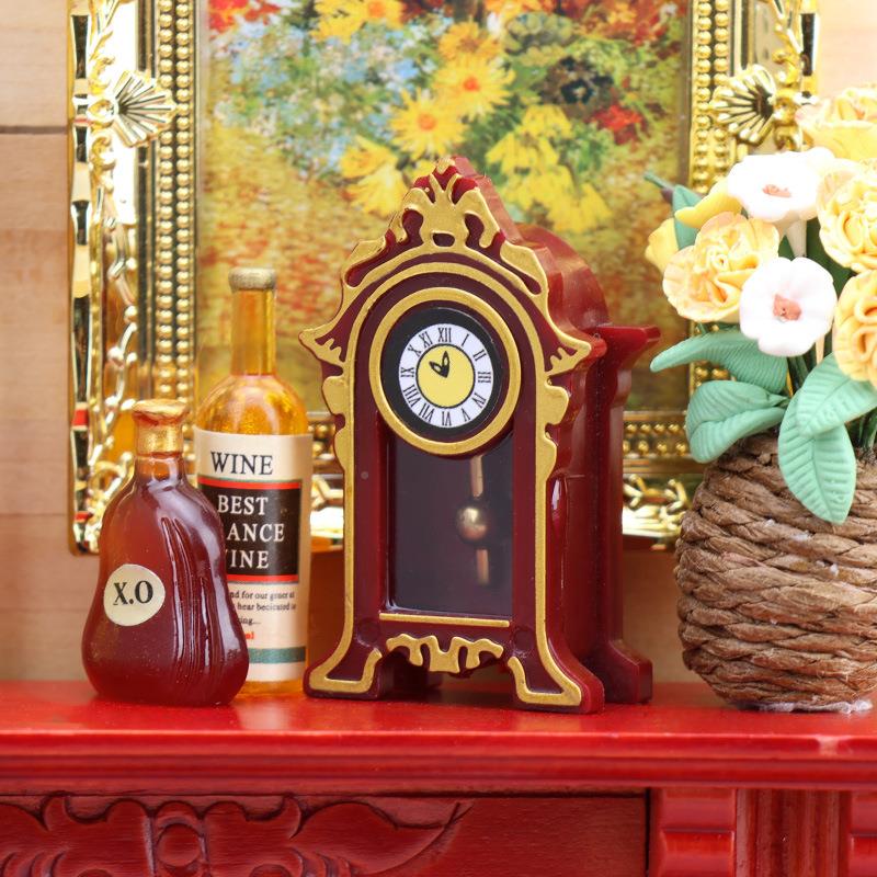 1:12你娃娃屋doll 迷古hou钟se工艺品模型配630165件古典复老式座