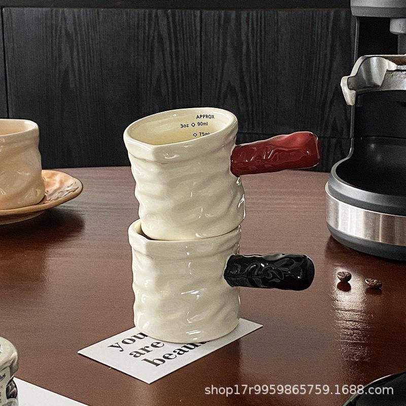 in高颜值咖啡小奶奶盅带刻度罐256奶浓缩咖啡萃取杯s陶瓷量杯带把