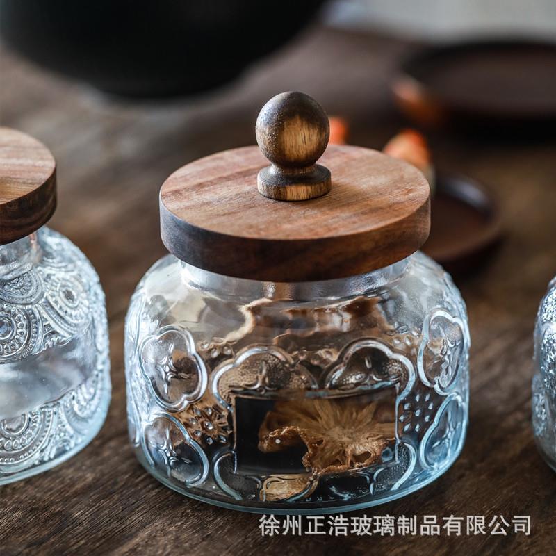 蜂蜜雕花梅森酱厨菜粮储物房密封杂密罐封瓶透明梅9008森密封玻璃
