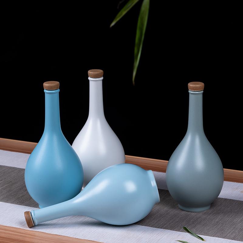 1斤装瓶陶瓷酒壶仿古小酒坛zrc-klt景德镇颜色釉酒5定制00酒ml空