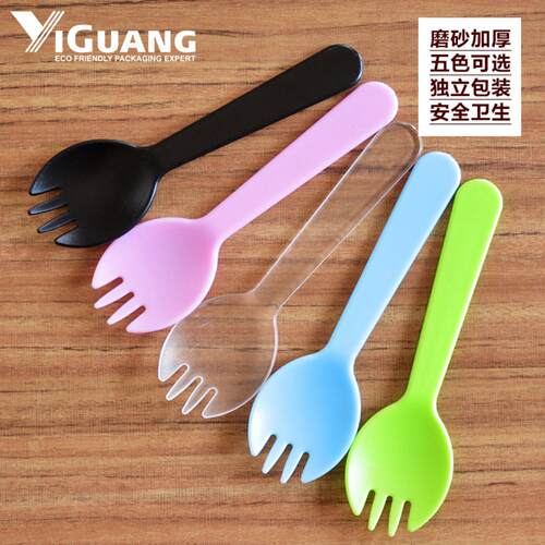 一次性蛋糕叉子塑料刀勺三齿叉