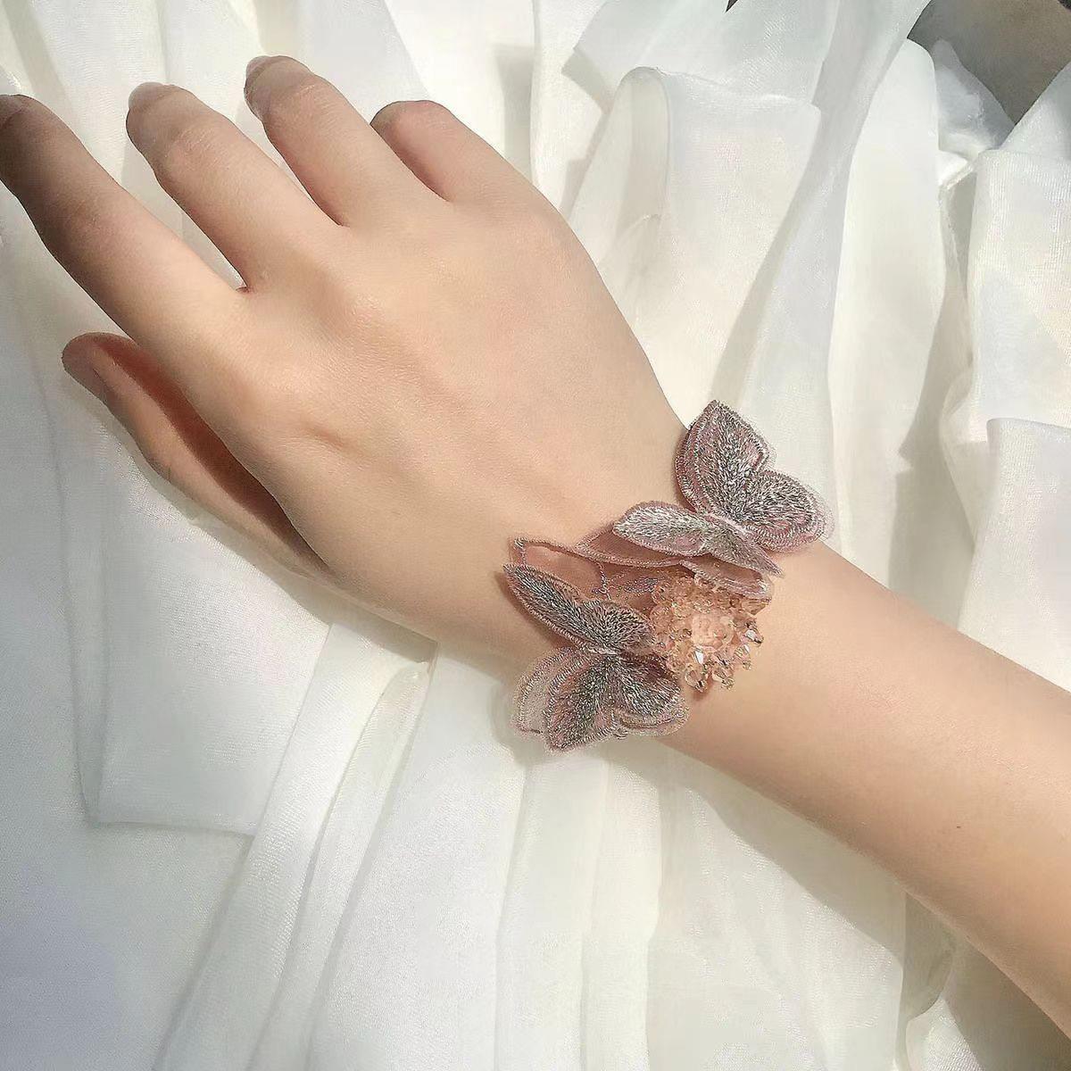 手腕花 结 韩式 槟色金色蝴蝶新娘伴 娘姐妹团婚/水晶 手香环 手