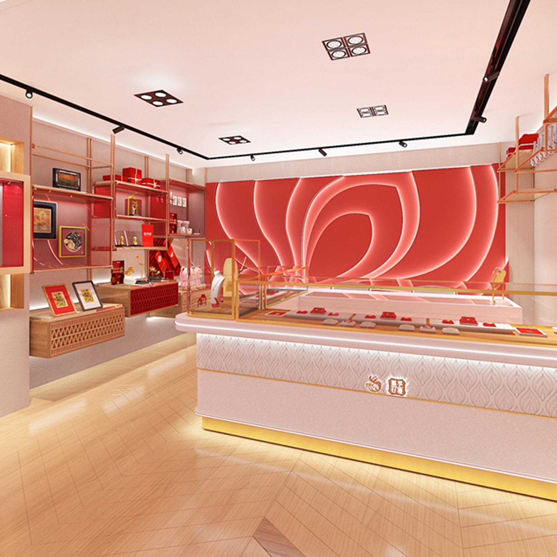 /端玻璃展示柜定制化妆品饰品展示桌珠柜产陈列带灯品中岛摆台