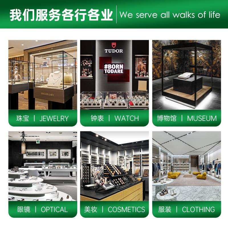 高端场珠宝展品示柜带灯玻璃现货/精陈列柜商锈不钢首饰厂家橱柜