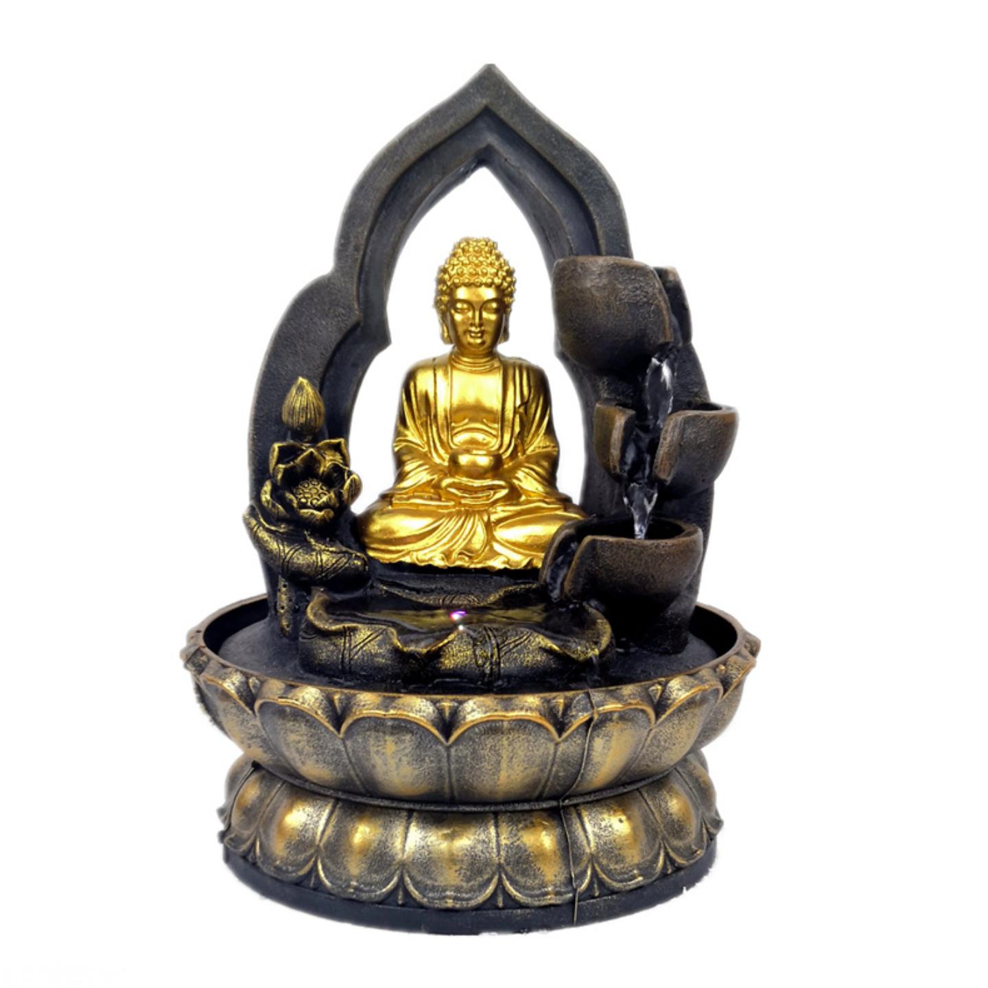 直销佛像树脂工艺品流水摆件桌面喷泉水景中式装饰礼品
