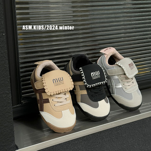 秋冬季儿童加绒运动鞋4-5岁宝宝棉鞋6男童女童中大童加棉板鞋休闲