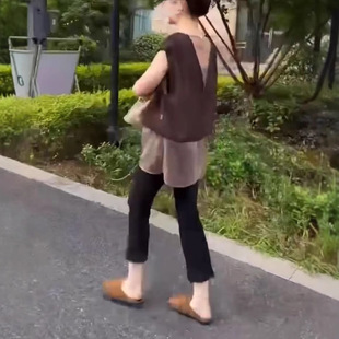 套装 时尚 女 洋气显瘦高级感拼接纱假两件上衣高腰小脚裤 2025年新款