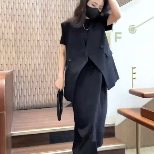 中长款连衣裙西装马甲两件套