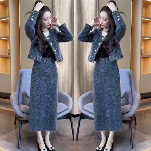 小个子时尚香风套装裙女秋季