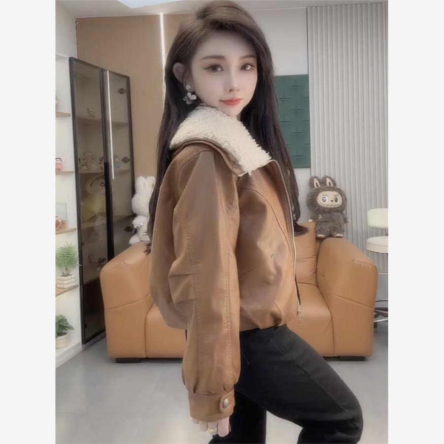 2025秋冬网红新款加棉皮衣外套