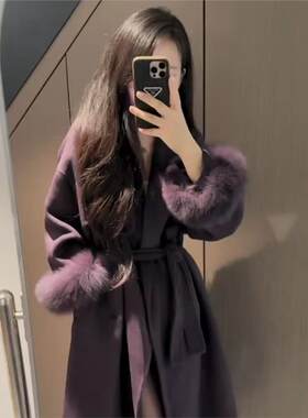 高端爆款长款羊绒尼大衣冬季女