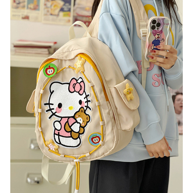 KT小猫奶黄书包少女心学生简约可爱风双肩旅游背包校园双肩包女