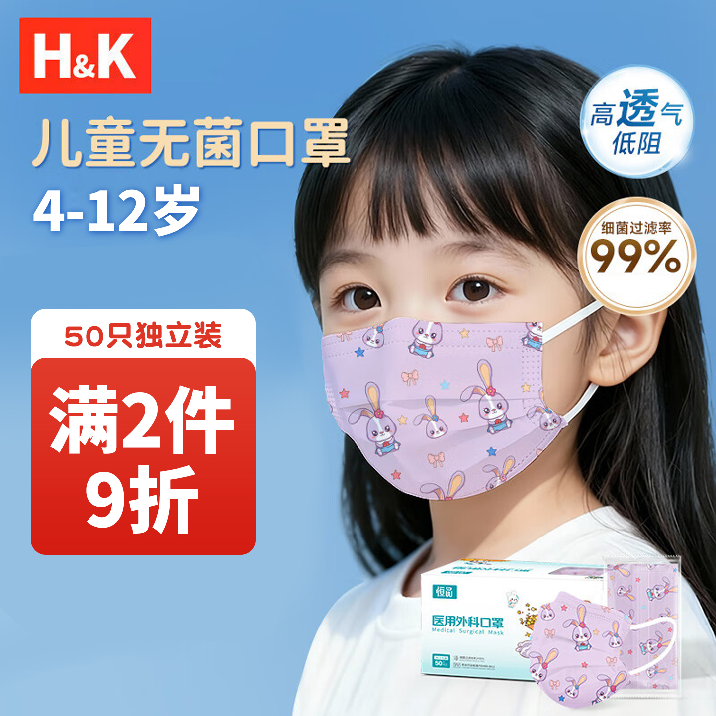 儿童口罩医用外科一次性可爱卡通小孩专用独立包装防尘4到12透气