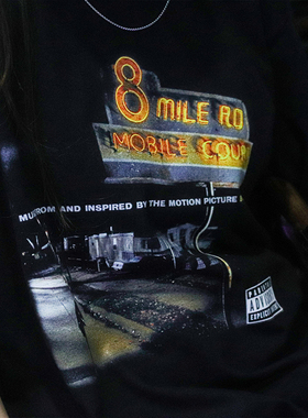 Eminem 8 mile 阿姆八英里说唱专辑印花欧美宽松T恤短袖夏季纯棉