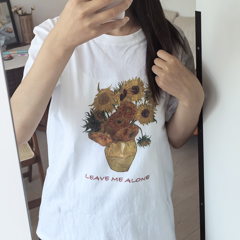 梵高向日葵印花短袖T恤