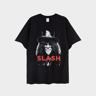 slash枪花乐队吉他手印花短袖T恤