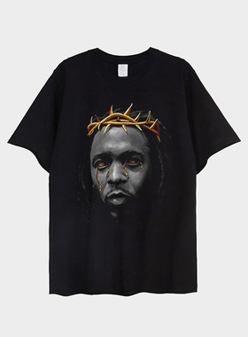 Kendrick Lamar  DAMN说唱夏季半袖欧美嘻哈宽松纯棉短袖t恤