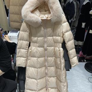 2025冬新款狐狸毛领羽绒服长款过膝加厚高端连帽面包服鹅绒外套女