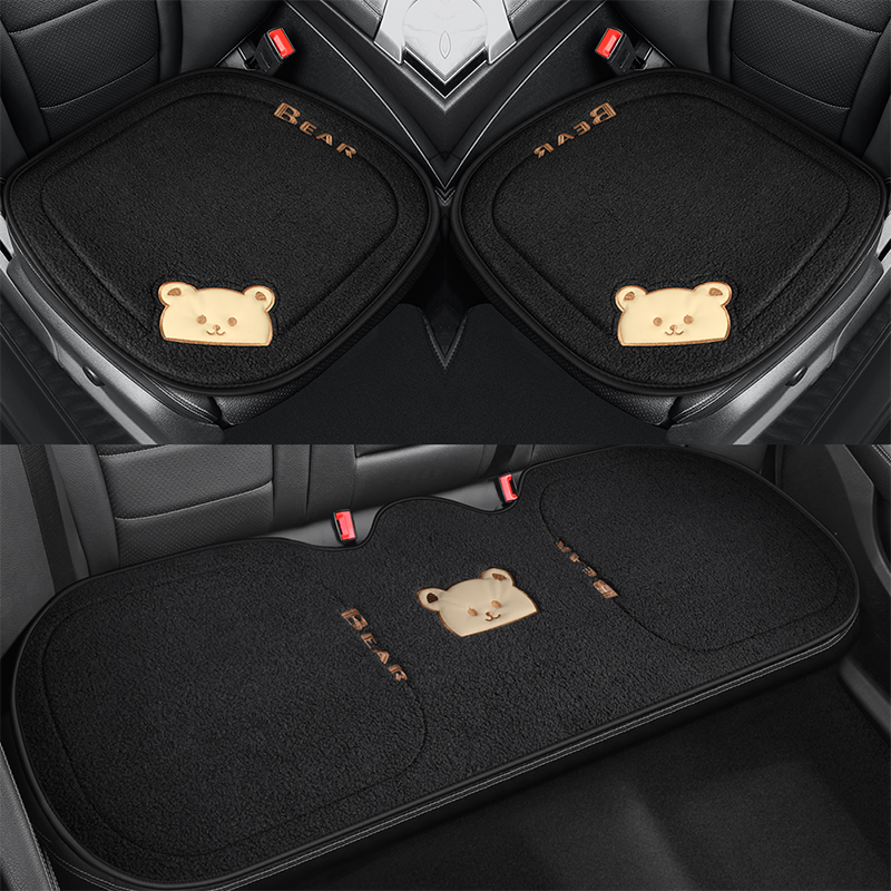 汽车羊羔毛绒保暖冬季通用坐垫熊