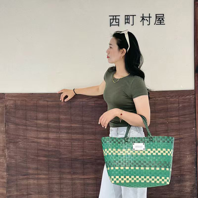 夏日手工编织包咖啡女包时尚大容量托特包逛街通勤手提菜篮子