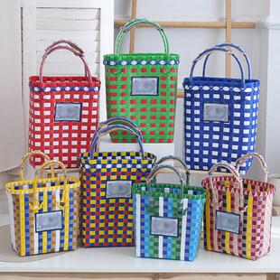 泰国网红菜篮子手工编织包小众手提包大象包彩虹包潮牌夏季手拎包