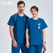 牙科 套装 南欧鱼洗手衣短袖 女手术室工作服护士服拉链刷手服男长袖