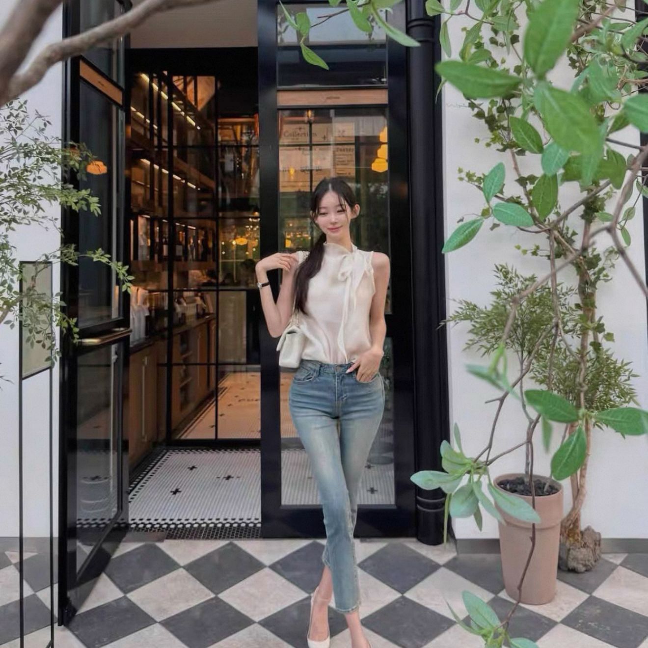 高腰显瘦浅蓝色牛仔裤水洗磨白复古修身百搭九分紧身铅笔小脚裤女