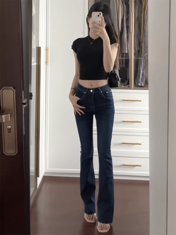 显瘦微喇叭裤长裤复古垂感马蹄裤