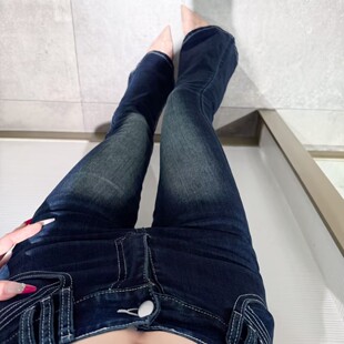 高腰弹力修身 韩版 V腰3.0丰胯裤 显瘦显腿长微喇牛仔裤 复古辣妹