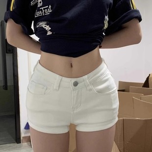 韩版白色丰胯牛仔短裤女收腰提臀弹力紧身显瘦带胯垫低腰辣妹热裤