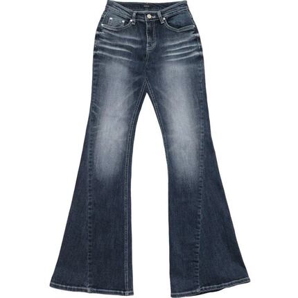 现货~柳智敏~直井怜~方智玟~SYNERJYN~辣妹风复古水洗喇叭牛仔裤