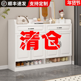 鞋柜门口家用楼道外收纳玄关柜家用靠墙一体实木出租房用门口鞋架