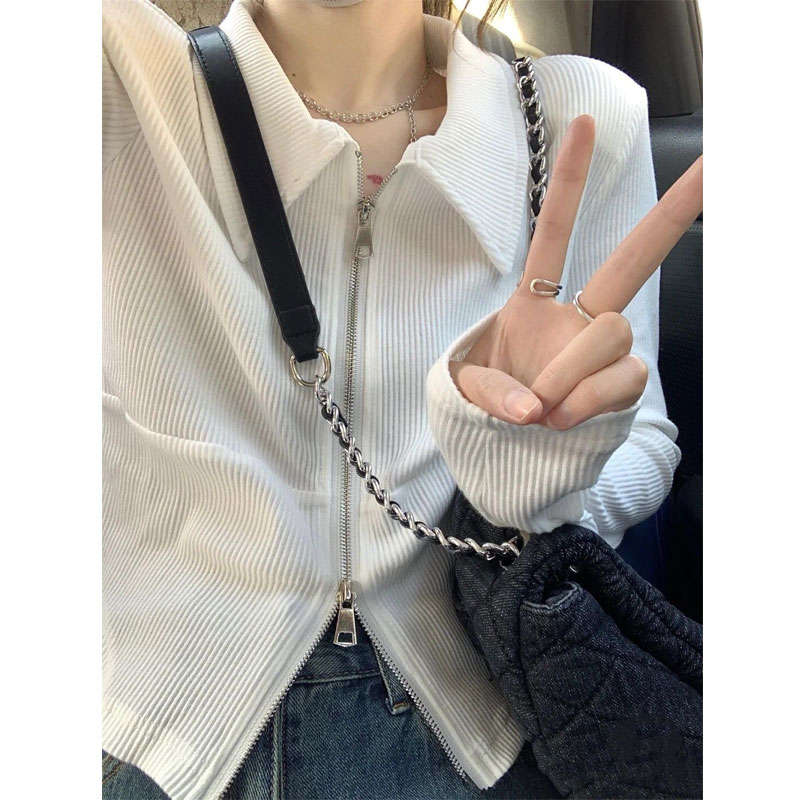 POLO领正肩长袖T恤修身打底衫