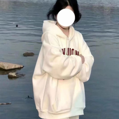 美式复古加绒加厚卫衣女连帽外套