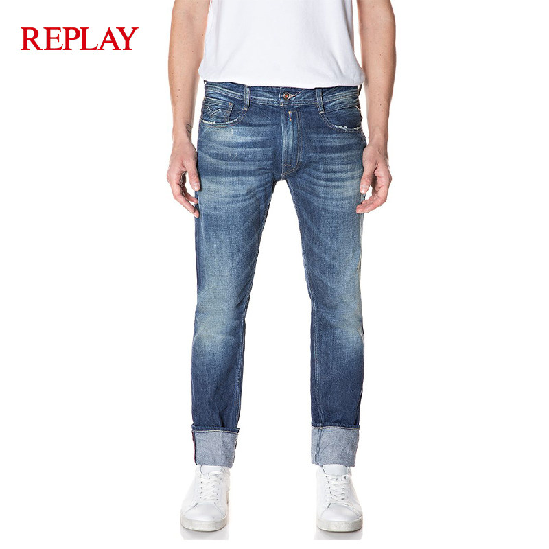replay牛仔裤男士aged系列rocco直筒版型经典休闲时尚