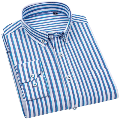 衬衫春秋潮流休闲百搭蓝白条子