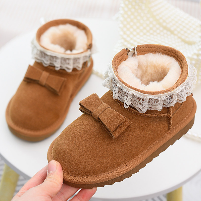 女童真皮蝴蝶结雪地靴儿童加绒大棉鞋2025冬季新款童鞋小女孩棉靴,童鞋/婴儿鞋/亲子鞋,雪地靴,淘宝优惠券,粉丝福利购,淘宝优惠卷