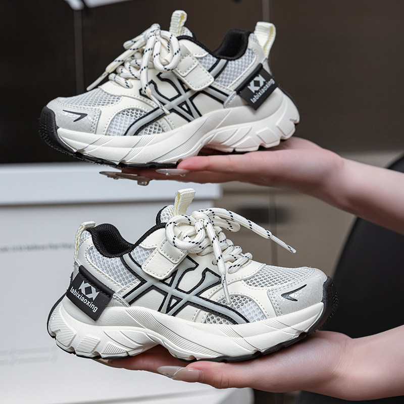 蜡比小星儿童鞋子男童单网老爹鞋2025春夏款女童网面运动鞋跑步鞋