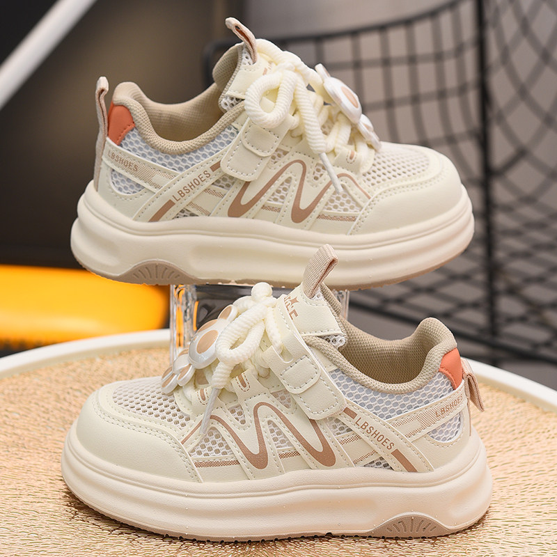 蜡比小星儿童透气网面鞋子女童单网板鞋2025春夏新款童鞋男童网鞋