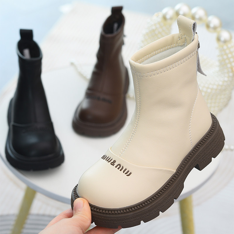 女童靴子儿童真皮短靴马丁靴加绒二棉靴2025秋冬新款童鞋女陔单靴