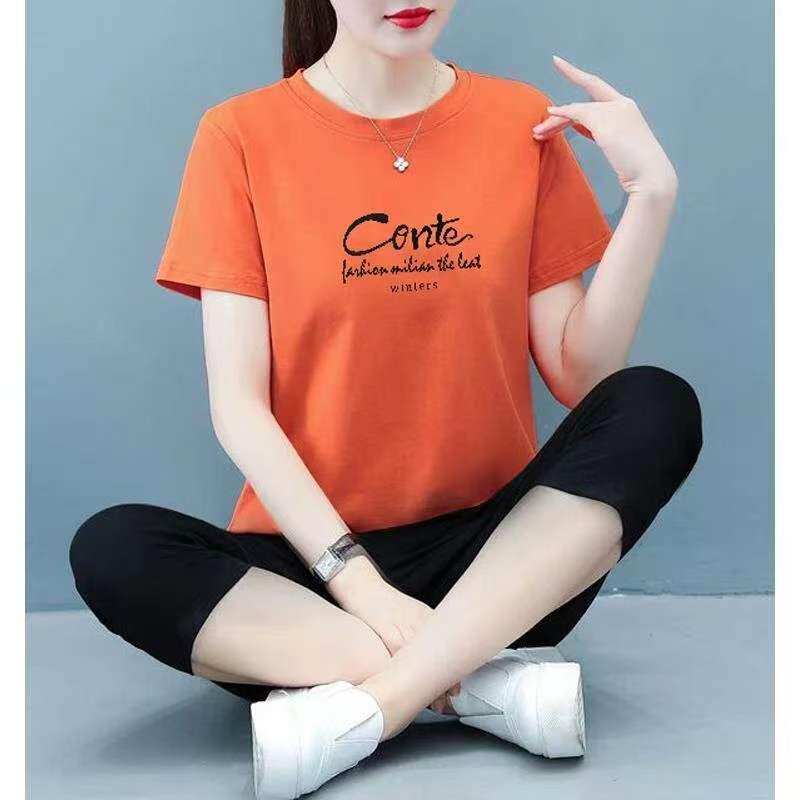 纯棉休闲运动服套装女短袖七分裤2026夏季新款时尚洋气品牌两件套
