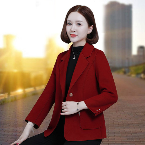 双面羊绒外套女小个子2026新款秋冬季休闲时尚小香风洋气毛呢大衣