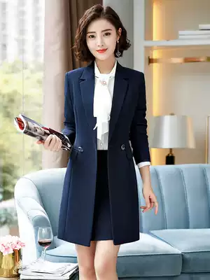 Blazer women's fashion temperament autumn and winter new professional suit long-sleeved medium and long-sleeved small suit hotel overalls