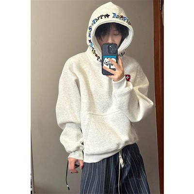 免费试穿~字母刺绣帽衫卫衣男款