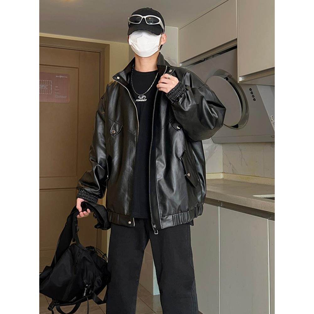 免费试穿~皮衣外套男春秋宽松