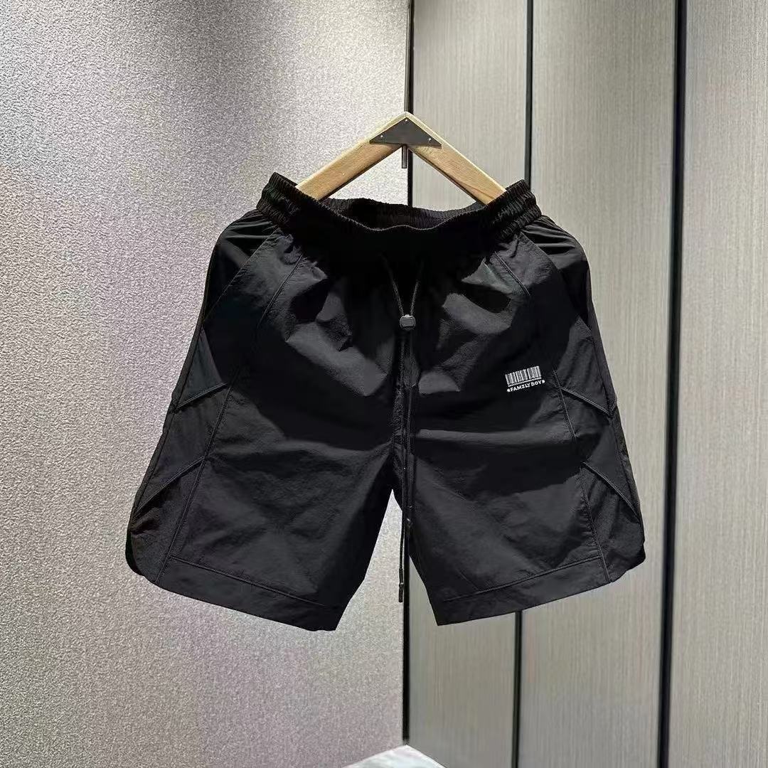 潮牌速干休闲短裤男时尚宽松百搭夏季新款激光打孔透气冰丝五分裤