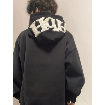 免费试穿~帽衫字母刺绣卫衣男