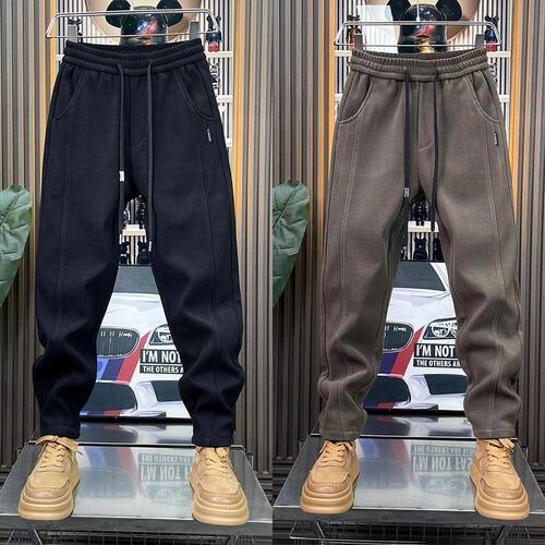 男士休闲卫裤春季2026新款宽松复古哈伦裤潮流拼接运动裤束脚裤男